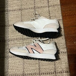 New Balance 327 White and Pink Sneakers